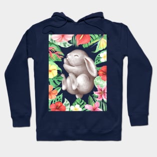 Cute bunny sleeps in the garden Hoodie